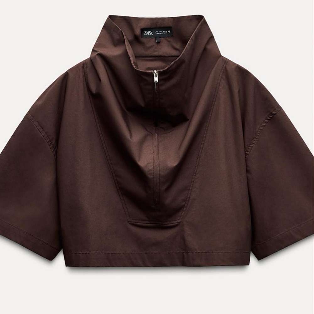 NWT ZARA CROP POPLIN SHIRT